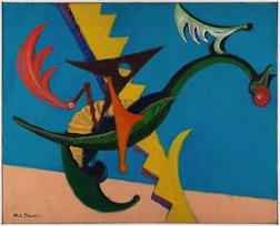 近藤竜男〈虫けら(カマキリ)〉油彩・カンヴァス/82.2×101.5/第1回エポック・アール油画展(銀座松屋)/1955