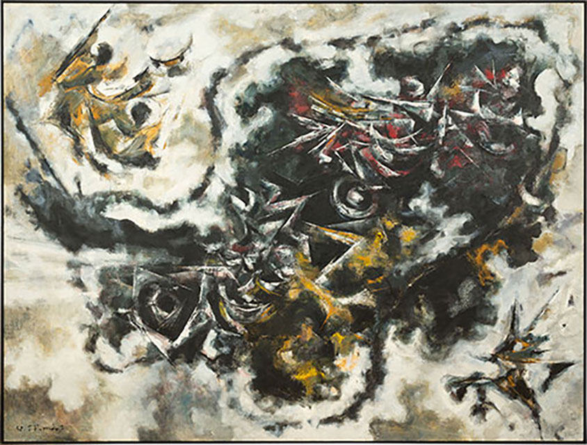 近藤竜男〈作品A(せめぎ)〉油彩・カンヴァス、182.0×241.0、第4回村松画廊個展、1958